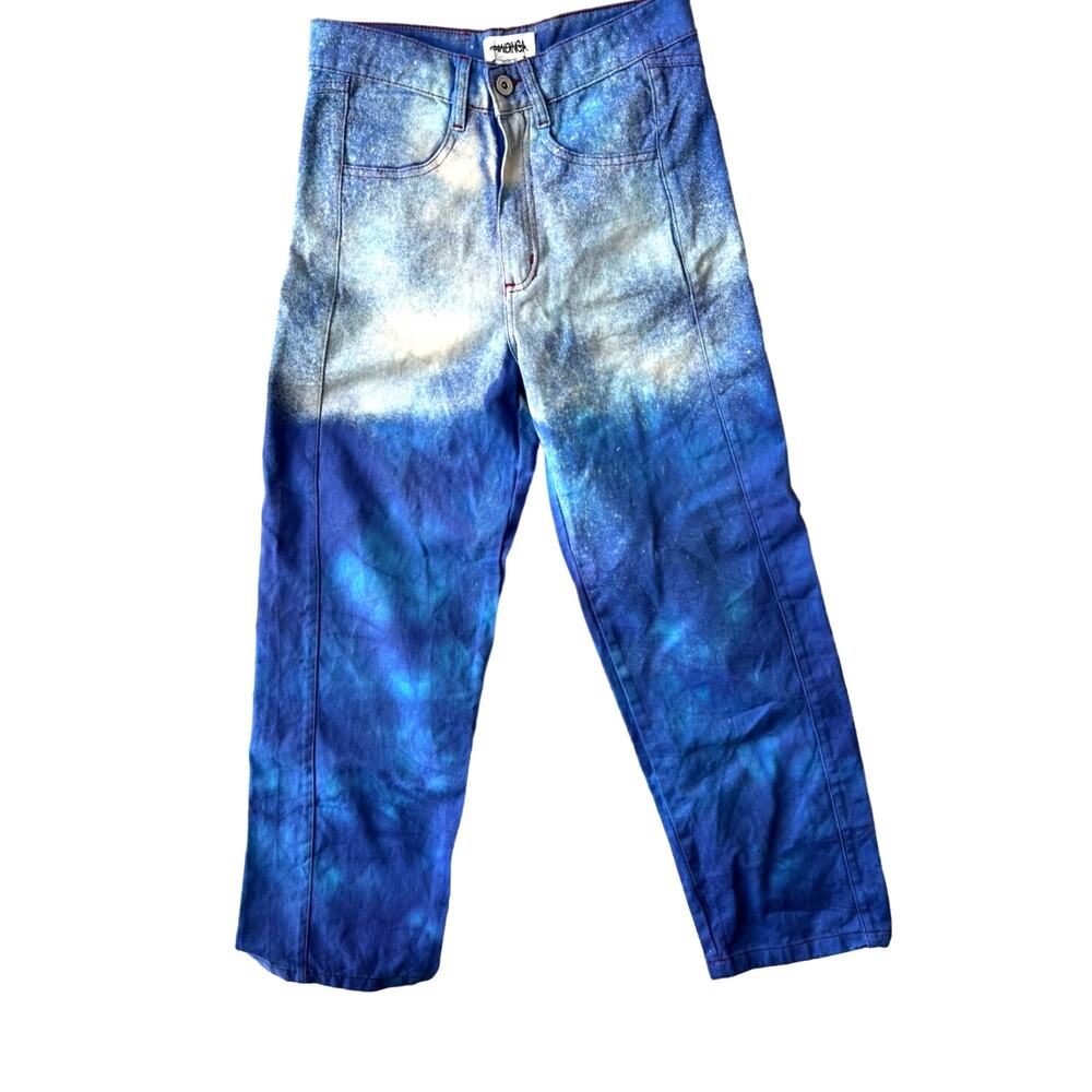 Mandinga Jeans Women Small Blue Bleached Storm High Rise Straight Leg